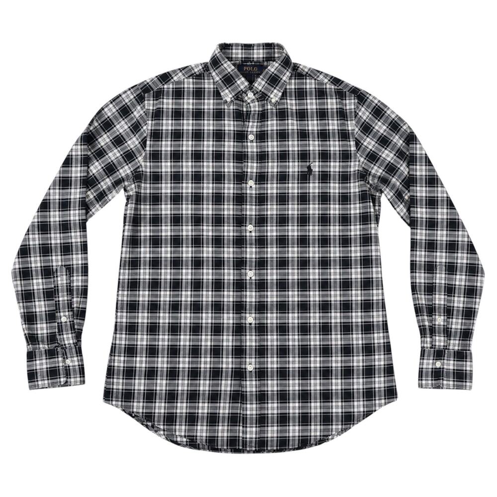 Polo Ralph Lauren Plaid Button Down Shirt Black‎ White Pony Logo Men’s Small